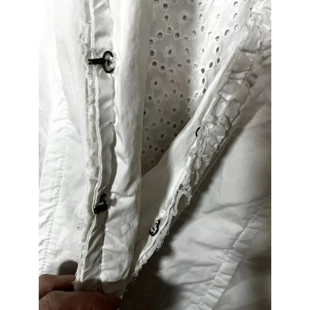 AMI Women’s White‎ Cotton Jacket 1X eyelet cotton ruffle cottagecore prairie